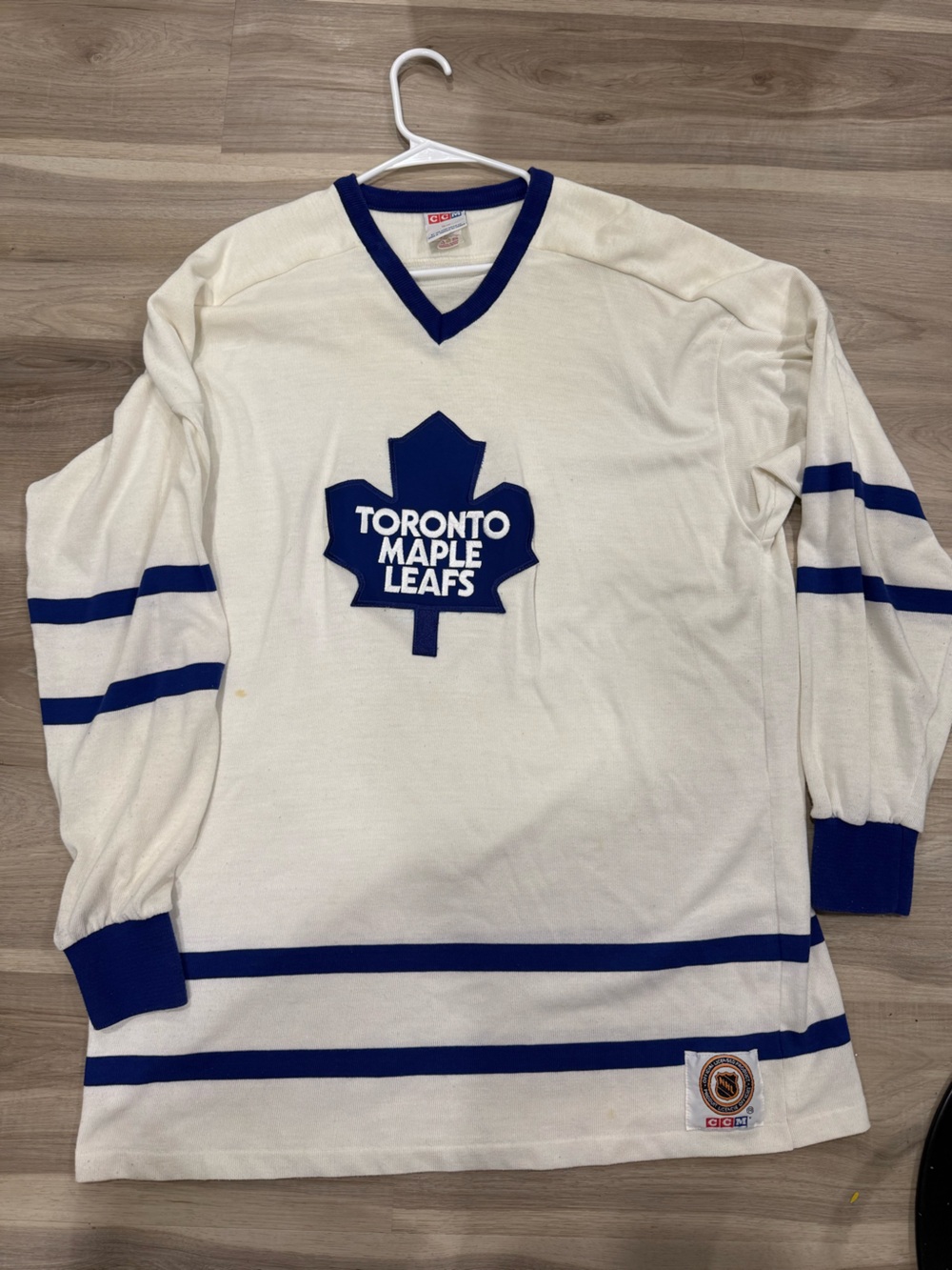 Vintage CCM White and Blue Toronto Maple Leafs Jersey Sweater